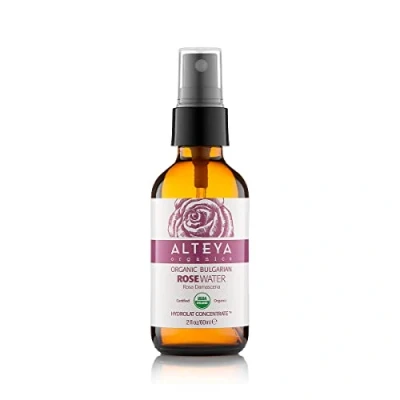 Image of Alteya Organics Rose Water USDA Certified Organic Facial Toner,60 mL Pure Bulgarian Rosa Damascena Flower Water, Award Winning Moisturizer Amber Glass Spray Bottle