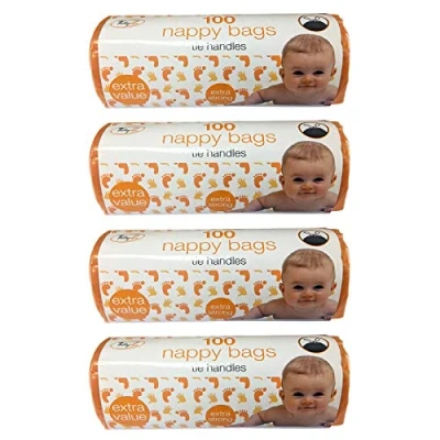 Image of TidyZ Pack of 400 Nappy Bags Thick Strong On A Roll with Tie Handles