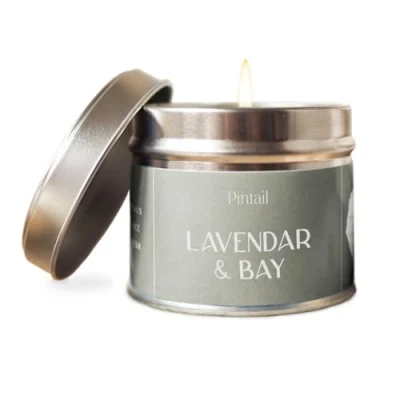Image of Pintail Candles Classic Tin (Lavender and Bay Home Fragrance) Scented Long Burning (35 Hour Burn Time), Hand Poured Gifts for Women Genuine Candle Gift