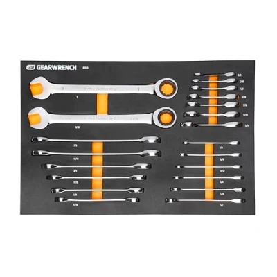 Image of GearWrench 21 Piece 72T SAE Standard &amp; Stubby Ratcheting Wrench Set with EVA Foam Tray 86526