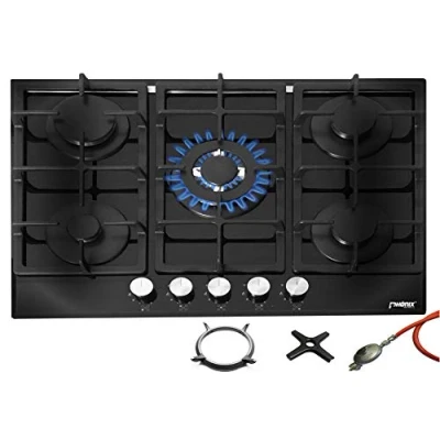 Image of Phönix PG 901T Built In Gas Hob Glass Cooker 5 Hobs Self Standing (Free / Hob) Including Hose Regulator Set for Propane Bottles