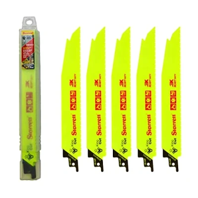 Image of Starrett Bi Metal Reciprocating Saw Blade 5 Pieces BTR9610 King Cut 225 mm/9&quot; Inch 6 10TPI Unified Shank Heavy Duty Cutting Compatible with Bosch Dewalt Makita &amp; Many Others