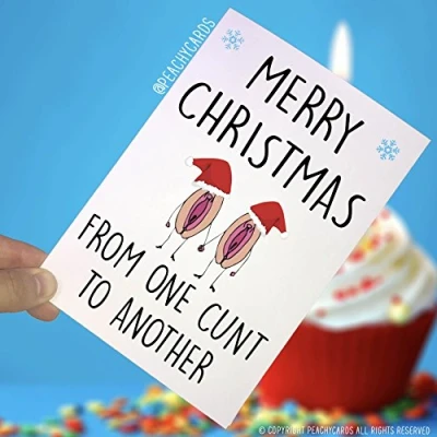 Image of Funny Christmas Cards, C*nt Swearing Joke Merry from One Cunt to Another, Crude, Joke, Best Friend PC170