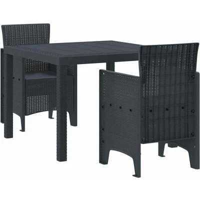 Image of vidaXL 3 Piece Garden Dining Set Anthracite Poly Rattan