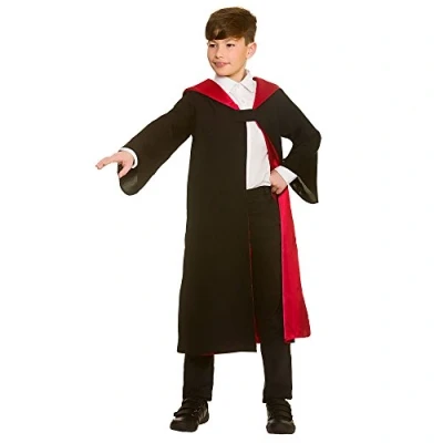Image of Wicked Costumes Kids Unisex Black/Red Wizard Robe (One Size)
