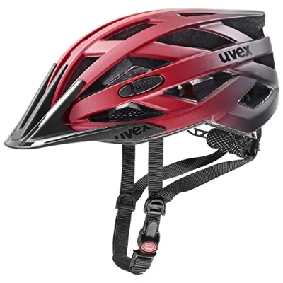 Image of uvex i vo cc Lightweight All Round Bike Helmet for Men &amp; Women Individual Fit Upgradeable with an LED Light Red Black 52 57 cm
