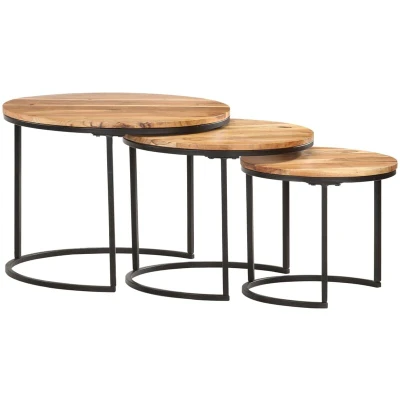 Image of vidaXL Nesting Tables 3 pcs Solid Acacia Wood