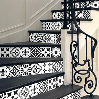 Image of Ambiance Sticker Stair Tile Stickers, Vinyl, Damiano, 2 bandes de 15 x 105 cm