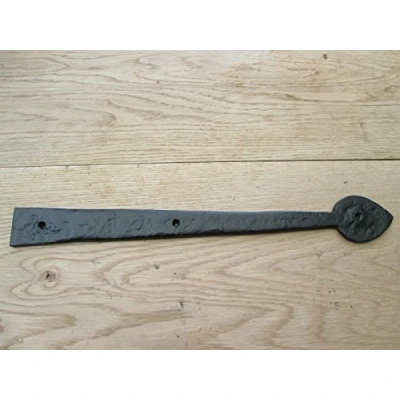 Image of IRONMONGERY WORLD® 1 Pair Black Antique Gothic Tudor CAST Iron Dummy False Hinge Fronts (16&quot; Arrow Head)