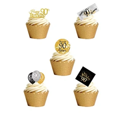 Image of 21 Stand Up 90th Age 90 Ninety Birthday Celebration Themed Edible Wafer paper Cake Toppers Decorations