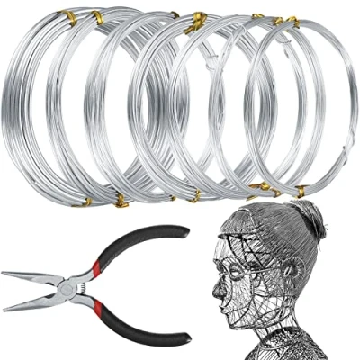 Image of 7 Rolls Silver Aluminum Craft Wires, Bendy Crafting Wire for Jewellry Making, DIY Sculptures, Embellishments, Modelling Making and Crafts Wires 0.8mm 1.0mm 1.2mm 1.5mm 2.0mm 3.0mm 5m/Roll