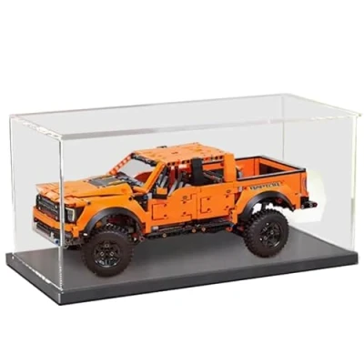Image of HCAEIOFJ Clear Acrylic Display Case for Lego Technic 42126 Applicable Ford F 150 Raptor Box Gift(Display Only,) (Black Bottom)