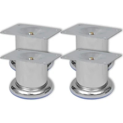 Image of vidaXL 4 Round Sofa Legs Chrome 60 mm