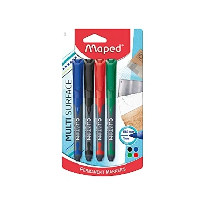 Image of Maped Permanent Marker Pens (Pack of 4 In Assorted Colours)