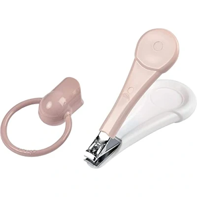 Image of Beaba Nail Clippers for Babies and Children care manicure Large Ergonomic Handle Pink