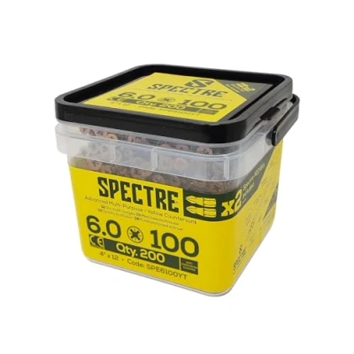 Image of F/FIX SPECTRE WOODSCREW 6.0X100 YELLOW TUB 200