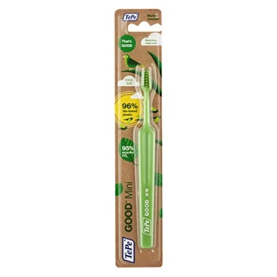 Image of TePe Good Mini Extra Soft Small Easy to Use, Eco Friendly Toothbrush Helps Have a Fresh Breath, Green