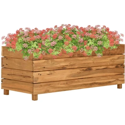 Image of vidaXL Raised Bed 100x40x38 cm Recycled Teak Wood and Steel