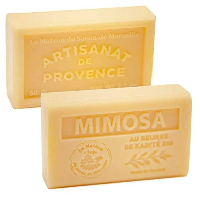 Image of Maison du Savon de Marseille French Soap made with Organic Shea Butter Mimosa Fragrance 60 Gram Bar