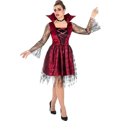 Image of Funidelia Sexy Vampire Costume for woman Halloween Horror Dracula adults accessory fancy dress &amp; props carnival parties Size L Maroon