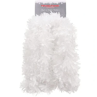 Image of Christmas Concepts® 3m / 9.8ft Chunky/Fine Tinsel Decoration (White)