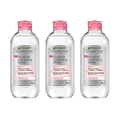 Image of Garnier Skin Skinactive Micellar Cleansing Water All In 1 Cleanser and Makeup Remover, 13.5 Fluid Ounce (Pack of 3) by