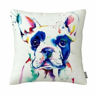 Image of GSRONY Puppy Throw Pillow Covers Dog Art Watercolor Cushion Case Home Decor Pillowcase 18x18 Inches