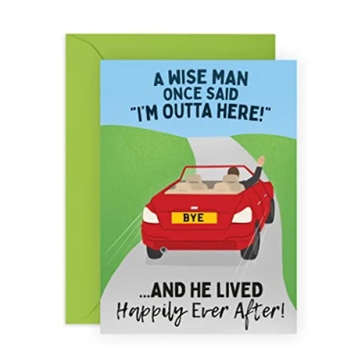 Image of Central 23 Hilarious Greeting Card for Men &#039;I&#039;m Outta Here&#039; Leaving Cards Colleague and Friends Funny Women Goodbye Comes with Stickers