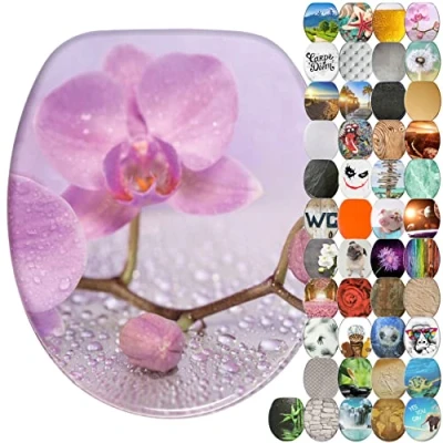 Image of Sanilo Soft Close Toilet Seat, Wide Choice of New Seats, Stable Hinges, Easy to Mount (Blooming)