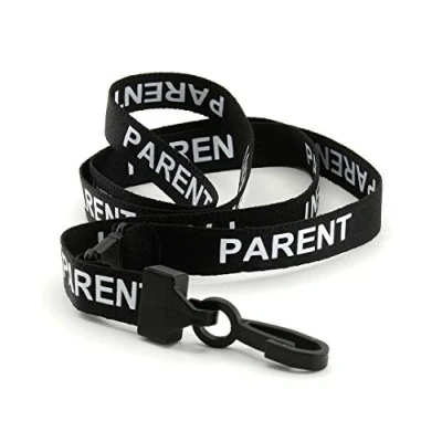 Image of CKB LTD 10x Black Parent LANYARDS Breakaway Safety Lanyard Neck Strap Swivel Plastic Clip for ID Card Holder Pre Printed Pull Quick Release Design