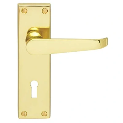 Image of Carlisle Brass M30 Victorian Lever ON Backplate Lock 57MM C/C, Gold