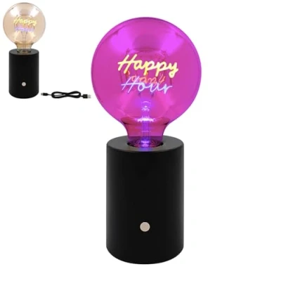 Image of Lesser &amp; Pavey LED Text Lamp Happy Hour Night Lights Gift for Your Loved Ones Living Room Décor Decorative Home Office