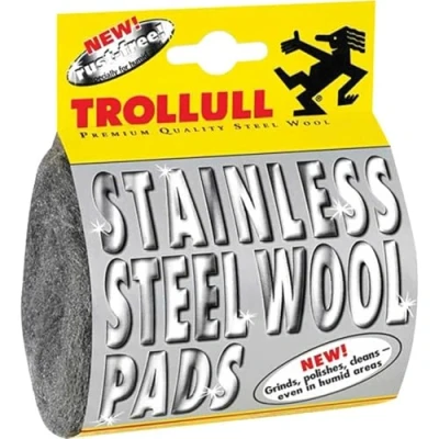 Image of TROLLULL steel Wool Wire Pads 2 rust free extra fine stainless wool, surface treatment in wet areas, cleans, grinds and polishes