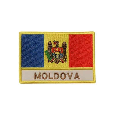 Image of Moldova National Flag Embroidered Iron on Patch Sew Badge for Clothes etc