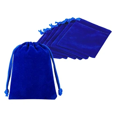 Image of Shintop 10pcs Velvet Drawstring Bags, Pouches for Jewelry Gift Packaging (Blue)
