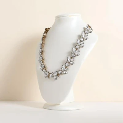 Image of GemeShou White Necklace display stands for selling, Leather storage organizer, Large jewelry bust mannequin boutique store【White height 9.06 inch】
