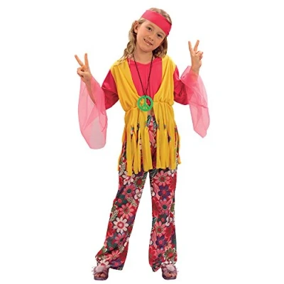 Image of Girls 1960s 1970s Groovy Hippy Hippie Festival Fancy Dress Costume Outfit 4 14 years (10 12 years)