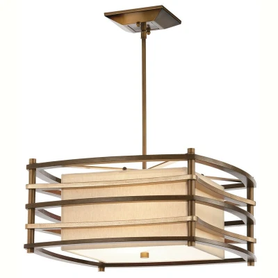 Image of Moxie 2 Light Small Ceiling Pendant Bar Bronze, Beige, E27