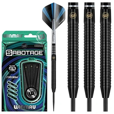 Image of WINMAU Sabotage Onyx 26g Tungsten Steeltip Darts Set with Prism Flights and Shafts (Stems)