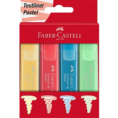 Image of Faber Castell Textliner 46 Pastel Highlighter Pens Box of 4, 254624