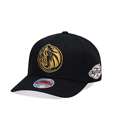 Image of Mitchell &amp; Ness NBA/HWC Black Gold Classic Red Snapback Cap, Dallas Mavericks Black, One Size
