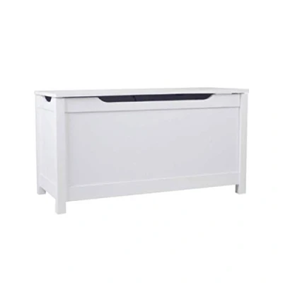 Image of Luebel White Wooden Toy Box Organizer Storage Chest Ottoman Basket &amp; Sitting Bench