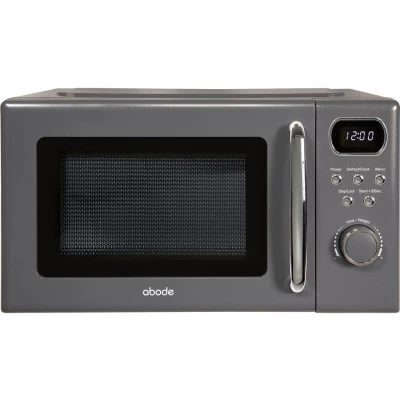 Image of Abode Retro Microwave 20 Litre Grey Digital 700W, Mirror Finish, 8 Auto Cook Settings &amp; Defrost, 5 Power Levels AMD2004G