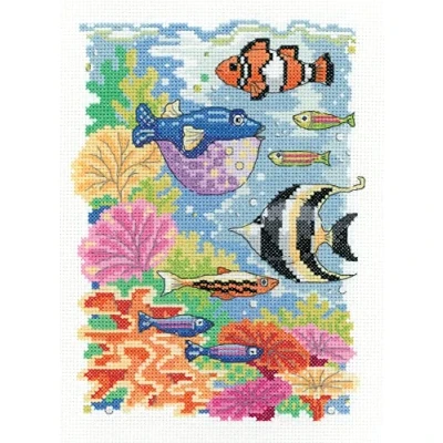 Image of Heritage Crafts Tropical Fish Counted Cross Stitch Kit