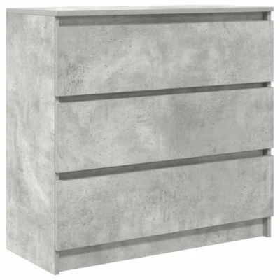 Image of vidaXL Grey Engineered Wood Sideboard Multi Use Storage Cabinet for Kitchen, Bathroom, Living Room Ample Space 80x35x76 cm Modern Concrete Finish