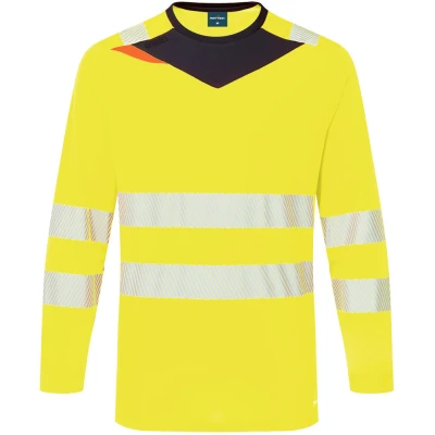Image of Portwest DX4 Hi Vis T Shirt L/S Yellow/Black 4XL