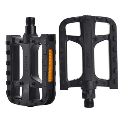 Image of Bicycle Cycling Bike Pedals, Lightweight Plastic Pedals for MTB and Road Bike, Black
