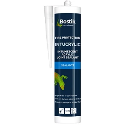 Image of Bostik Intucrylic, Intumescent Acrylic Joint Sealant, Fire Resistant For Up To 4 Hours, Colour: White, Size: 290ml