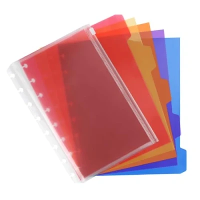 Image of Eagle Discbound Tab Dividers, Plastic Index 5 Plus 1 Zipper Bag,for Planners or Notebooks