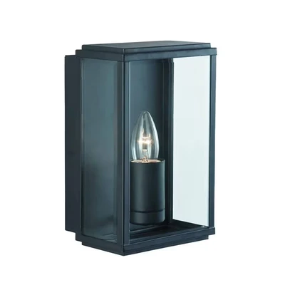 Image of Searchlight Lighting Box 1 Light Outdoor Garden Wall Black IP44, E27